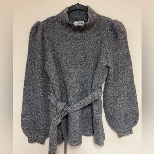CO Sweater Grey Belted Bishop Sleeve sweater